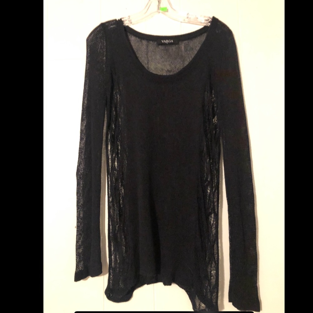 Sexy sheer knit light sweater in black